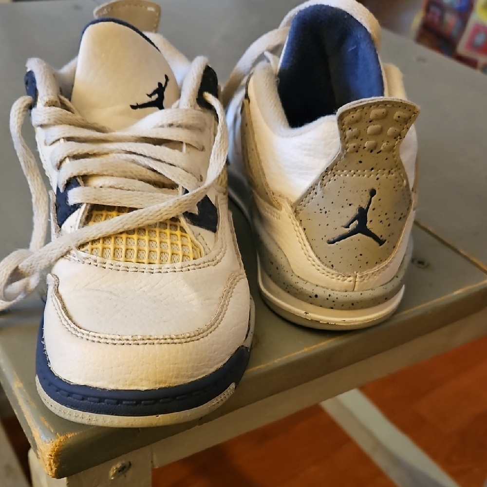 Kids White and Blue Sneakers